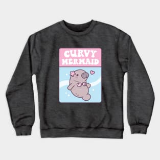 Cute Manatee In Seashell Bikini Curvy Mermaid Funny Crewneck Sweatshirt